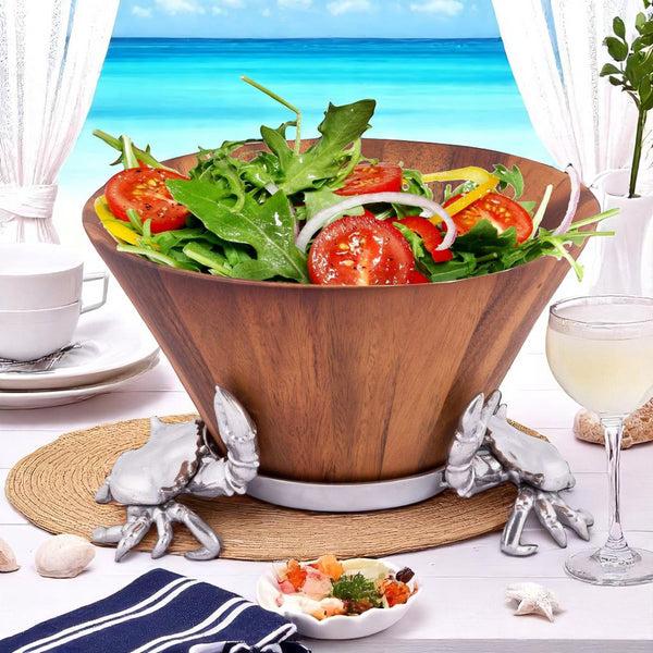 Arthur Court Crab Wood Tall Salad Bowl