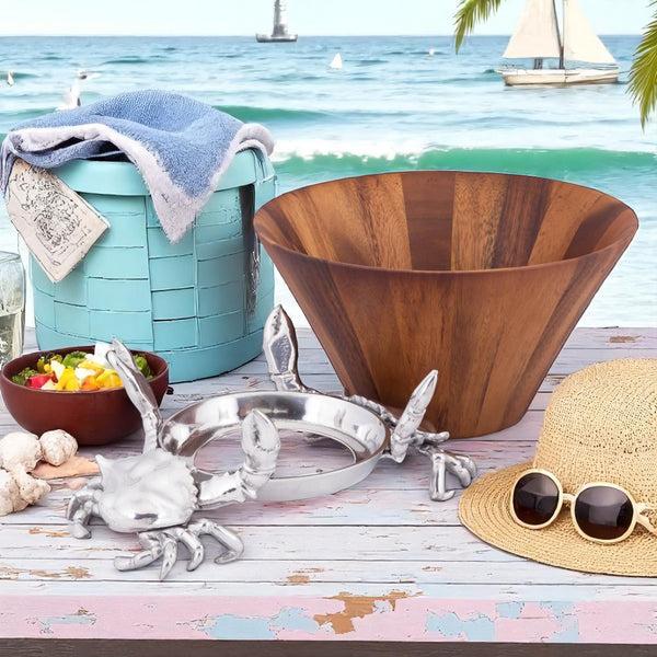 Arthur Court Crab Wood Tall Salad Bowl