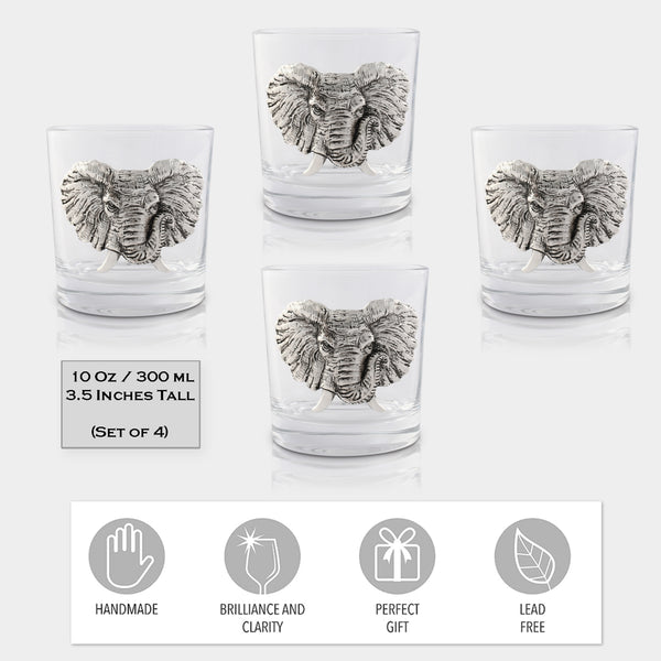 Arthur Court Elephant Bar Glasses Set Of 4
