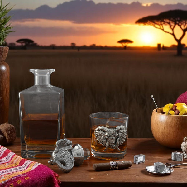 Arthur Court Elephant Decanter Set With Glasses