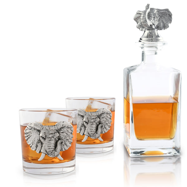 arthur court Elephant Decanter Set with Glasses