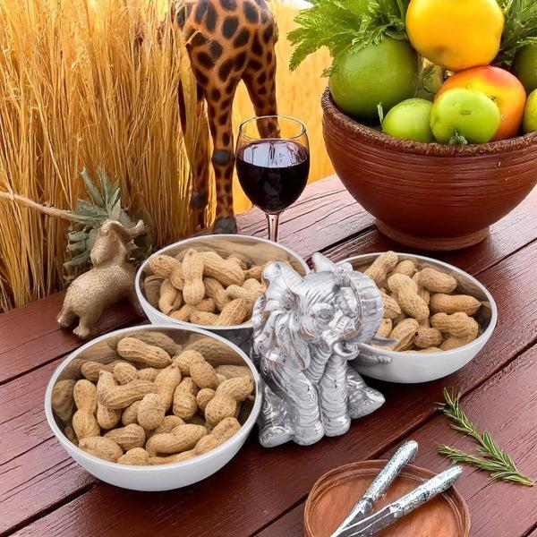 Arthur Court Elephant Three-Bowl Server