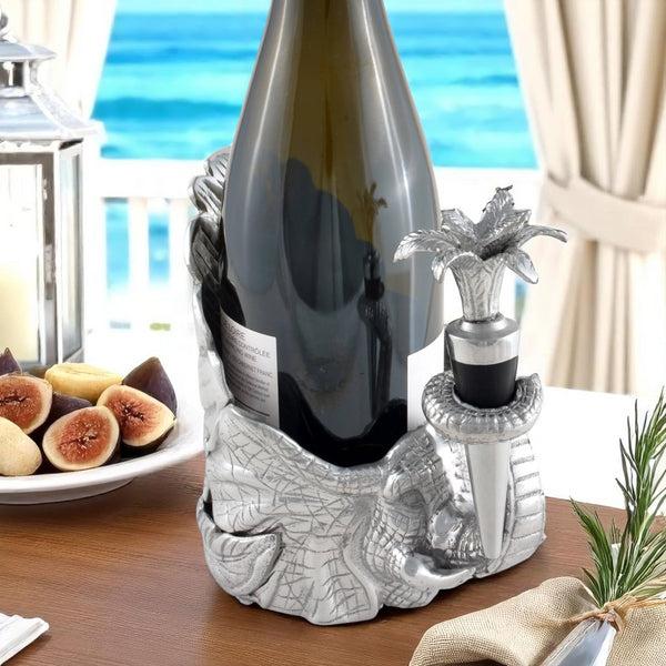 Arthur Court Elephant Wine Coaster And Stopper Set