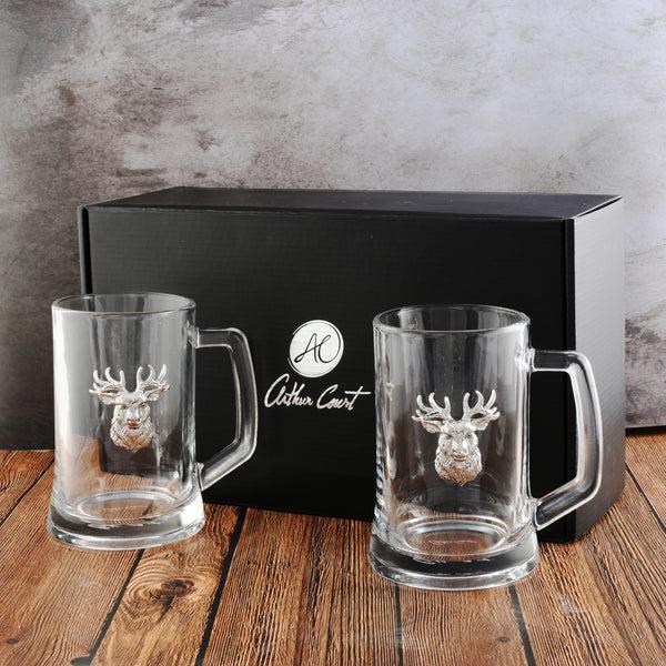 Arthur Court Elk Head Beer Mugs - Set Of 2