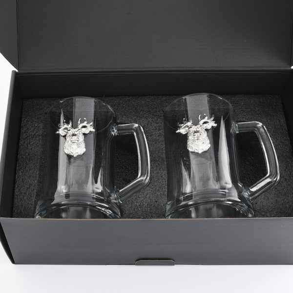 Arthur Court Elk Head Beer Mugs - Set Of 2