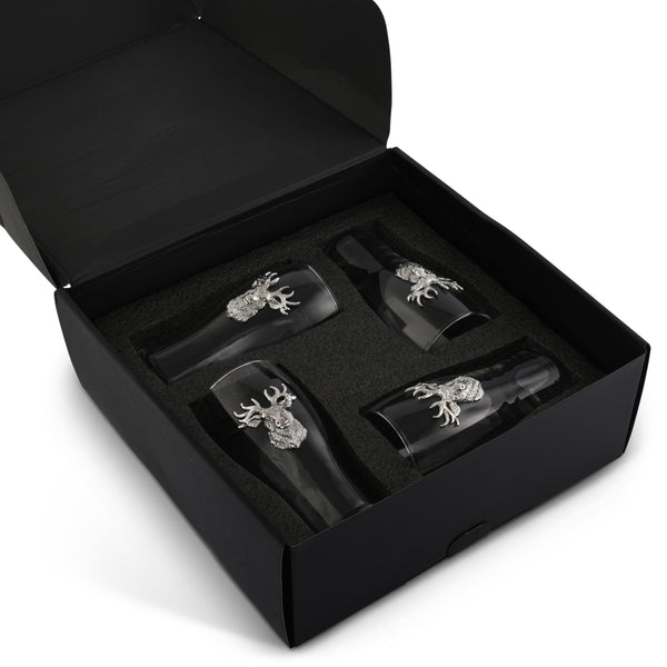 Arthur Court Elk Head Beer Pint Glasses - Set Of 4