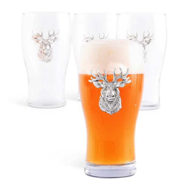arthur court Elk Head Beer Pint Glasses - Set of 4