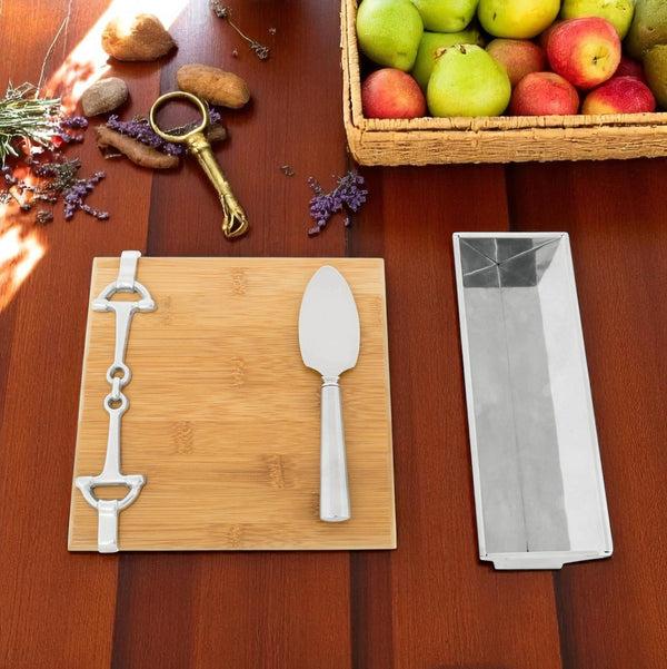 Arthur Court Equestrian Bamboo Cheese Set