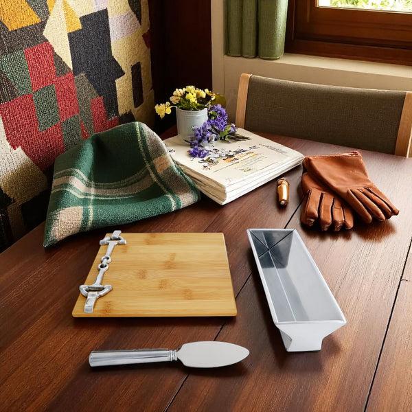Arthur Court Equestrian Bamboo Cheese Set
