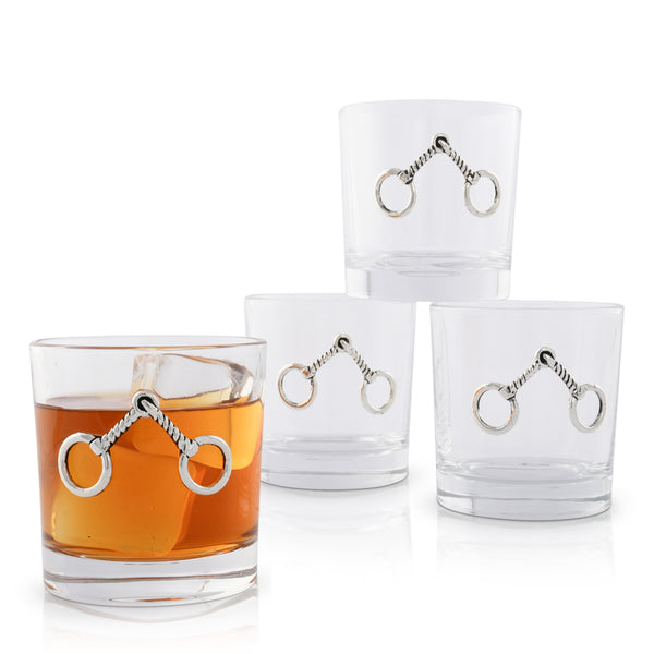 arthur court Equestrian Bit Bar Glasses Set of 4