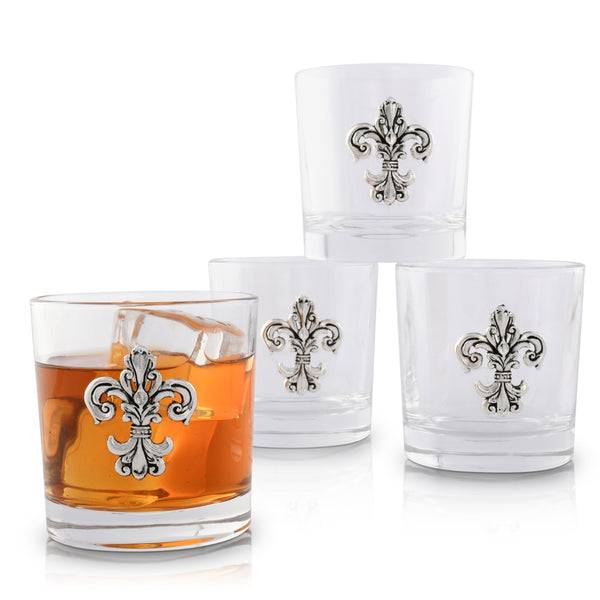 arthur court Fleur-de-Lis Bar Glasses Set of 4