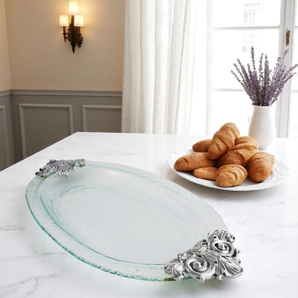 Arthur Court Fleur-De-Lis Glass Platter