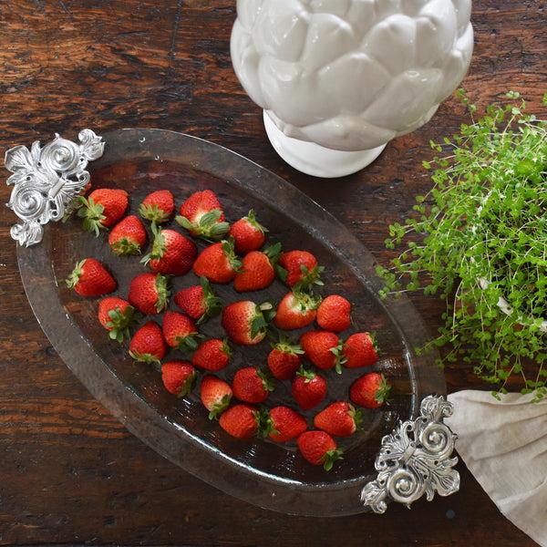 Arthur Court Fleur-De-Lis Glass Platter