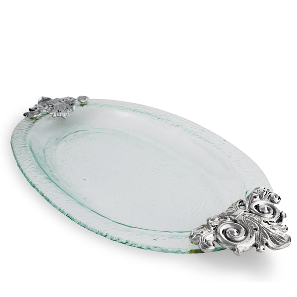 arthur court Fleur-De-Lis Glass Platter