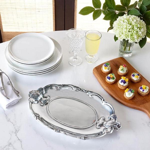 Arthur Court Fleur-De-Lis Oval Tray