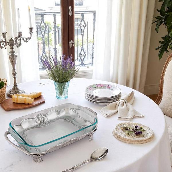 Arthur Court Fleur-De-Lis Pyrex Holder 3qt