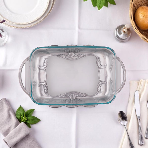 Arthur Court Fleur-De-Lis Pyrex Holder 3qt