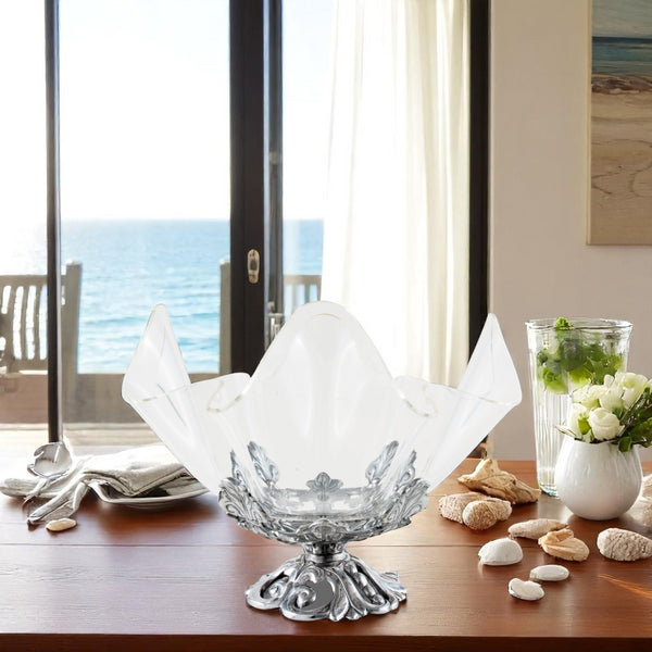Arthur Court Fleur-De-Lis Stand Acrylic Bowl 11