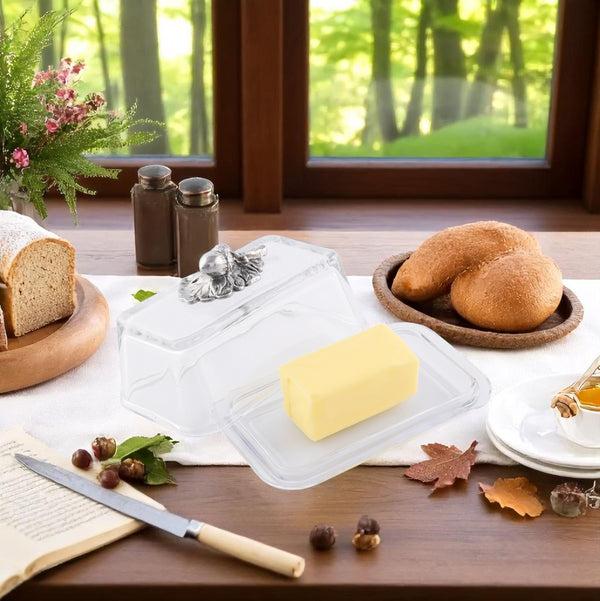 Arthur Court Glass Butter Dish - Acorn
