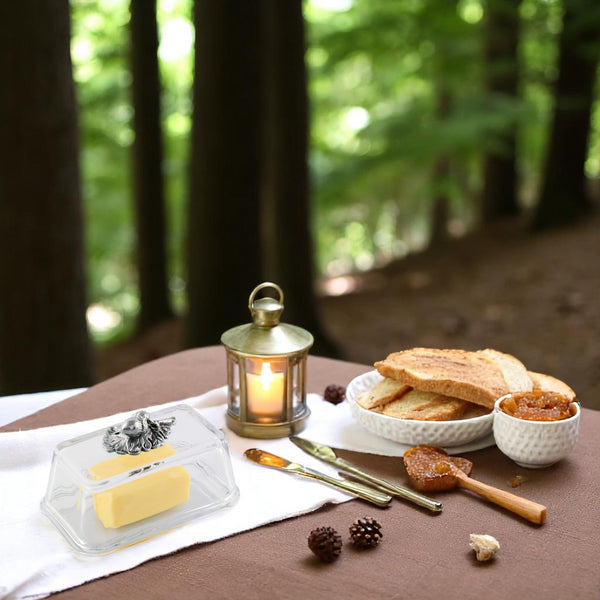 Arthur Court Glass Butter Dish - Acorn