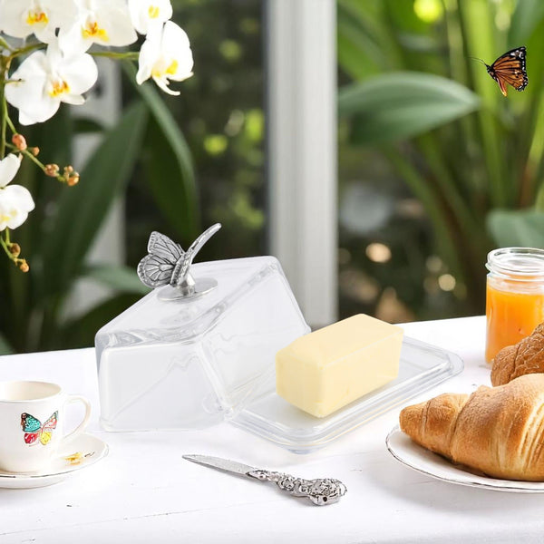 Arthur Court Glass Butter Dish - Butterfly