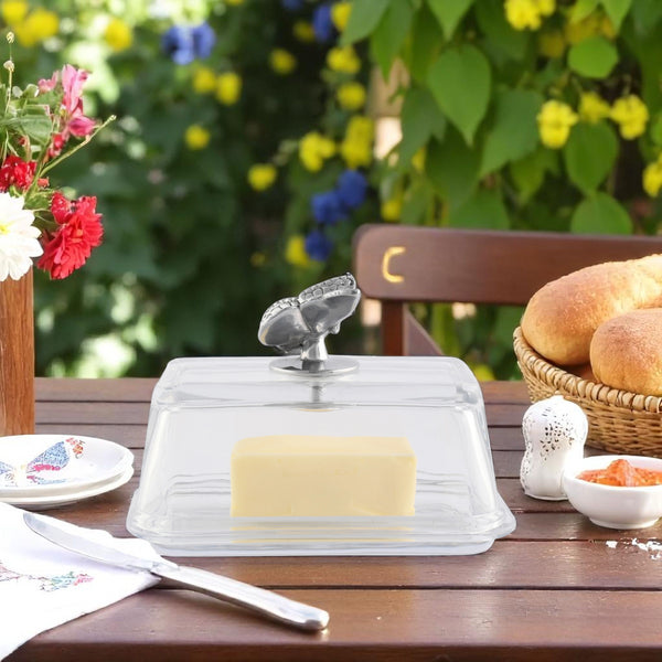 Arthur Court Glass Butter Dish - Butterfly