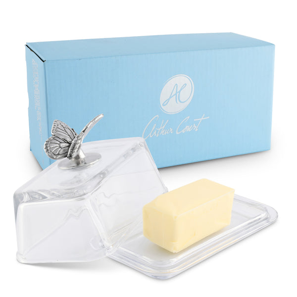 Arthur Court Glass Butter Dish - Butterfly