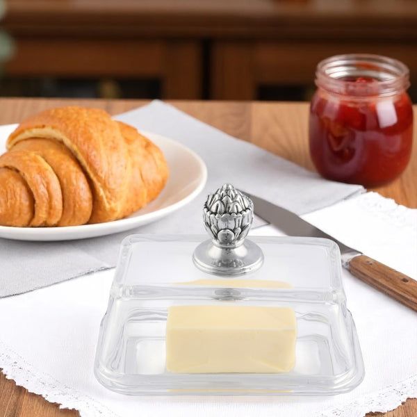 Arthur Court Glass Butter Dish - Concho