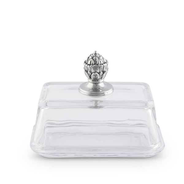 Arthur Court Glass Butter Dish - Concho