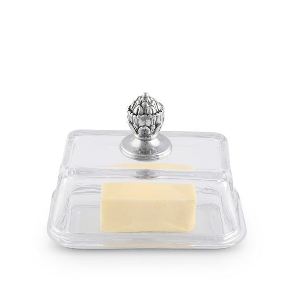 Arthur Court Glass Butter Dish - Concho
