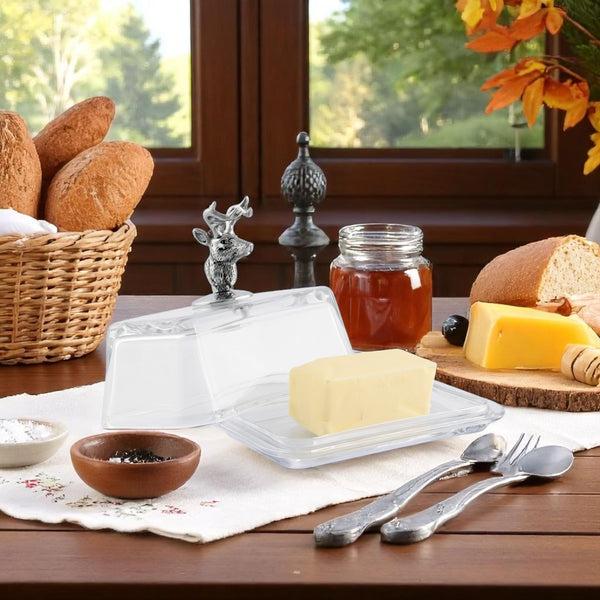 Arthur Court Glass Butter Dish - Elk