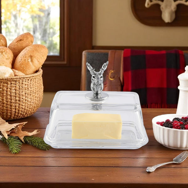 Arthur Court Glass Butter Dish - Elk