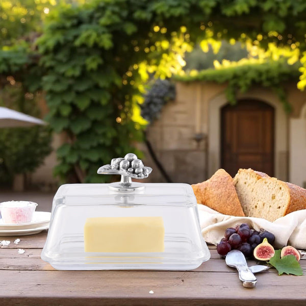 Arthur Court Glass Butter Dish - Grape