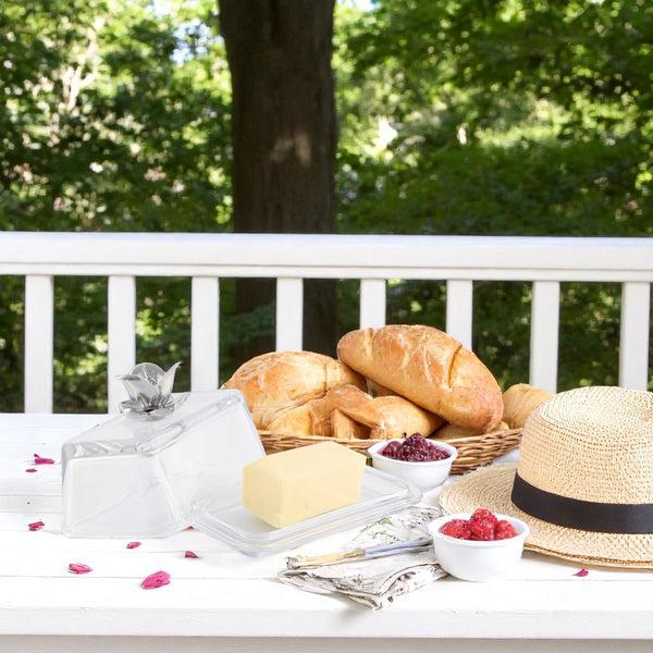 Arthur Court Glass Butter Dish - Magnolia