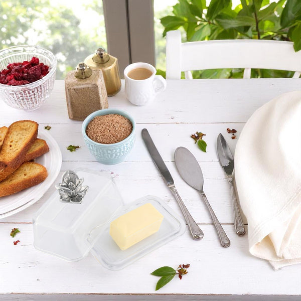 Arthur Court Glass Butter Dish - Magnolia