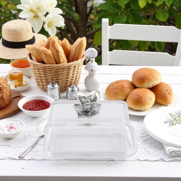 Arthur Court Glass Butter Dish - Magnolia