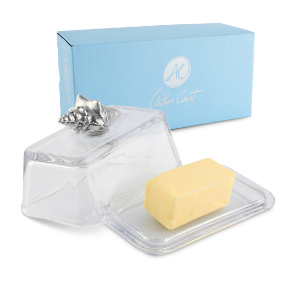 Arthur Court Glass Butter Dish- Shell