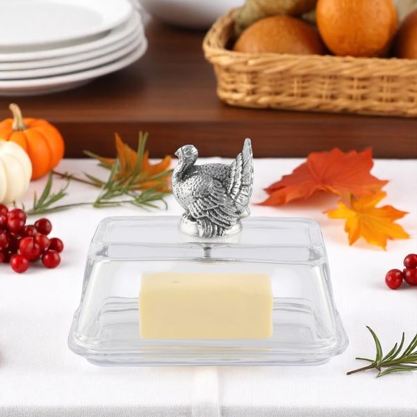 Arthur Court Glass Butter Dish - Turkey