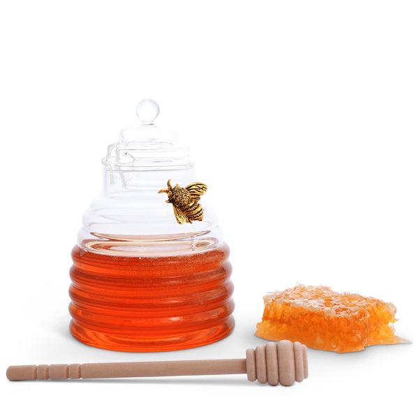 arthur court Gold Bee Honey Jar with Dipper