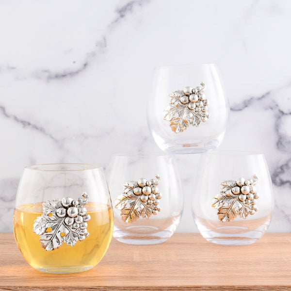 Arthur Court Grape Stemless Wine Glasses - Set Of 4