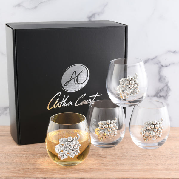Arthur Court Grape Stemless Wine Glasses - Set Of 4