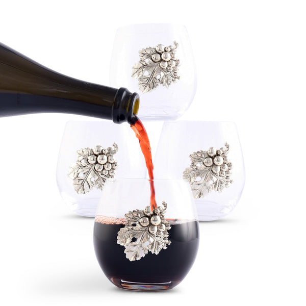 arthur court Grape Stemless Wine Glasses - Set of 4