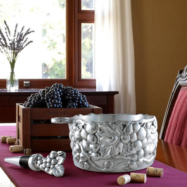 Arthur Court Grape Wine Caddy And Stopper Set