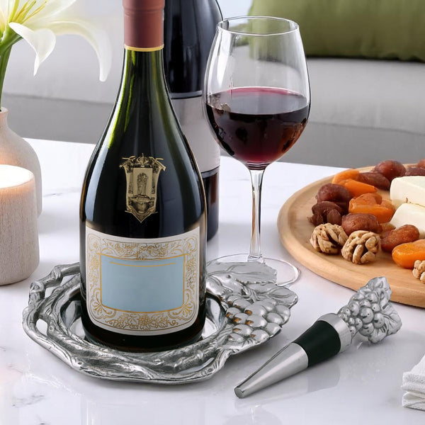 Arthur Court Grape Wine Coaster And Stopper Set