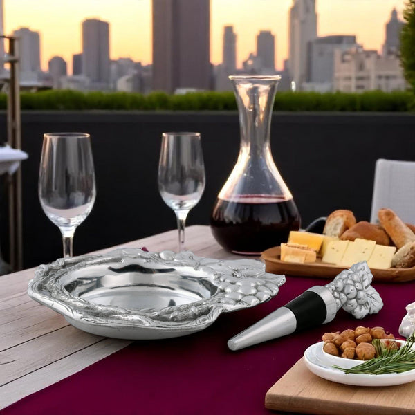 Arthur Court Grape Wine Coaster And Stopper Set