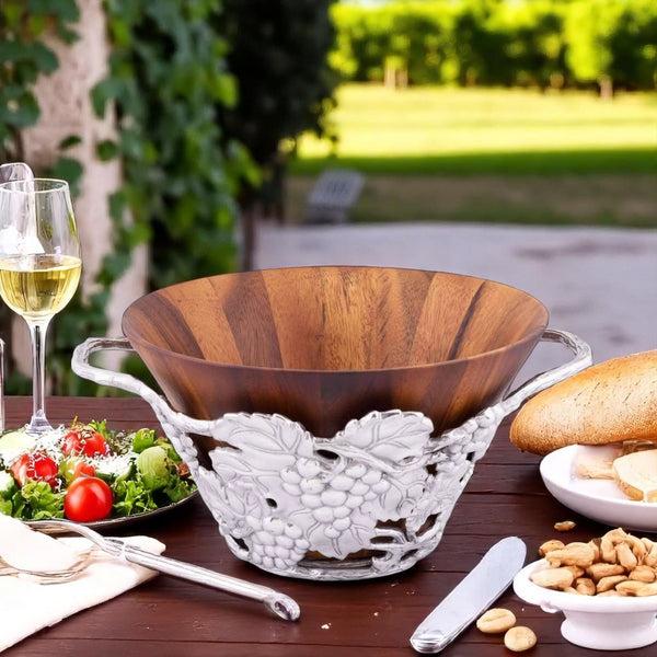 Arthur Court Grape Wood Tall Salad Bowl