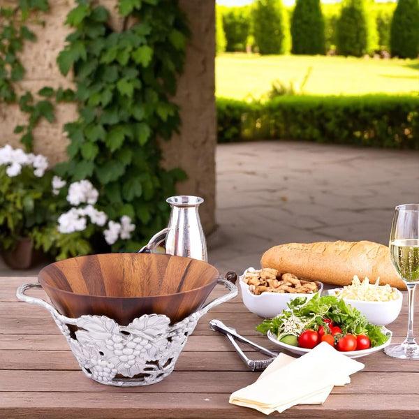 Arthur Court Grape Wood Tall Salad Bowl