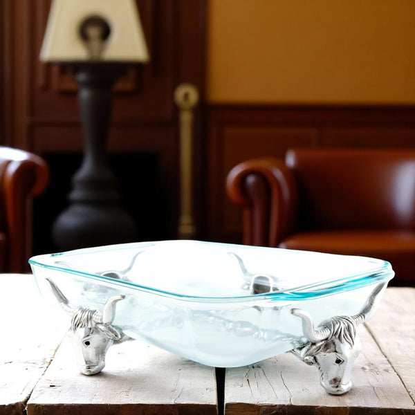 Arthur Court Long Horn Steer Pyrex Holder 3qt