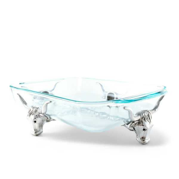 arthur court Long Horn Steer Pyrex Holder 3qt
