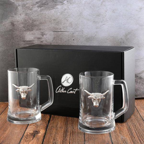 Arthur Court Longhorn Beer Mugs - Set Of 2